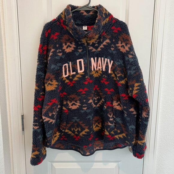 Old Navy Quarter Zip Sherpa Jacket - Picture 1 of 7